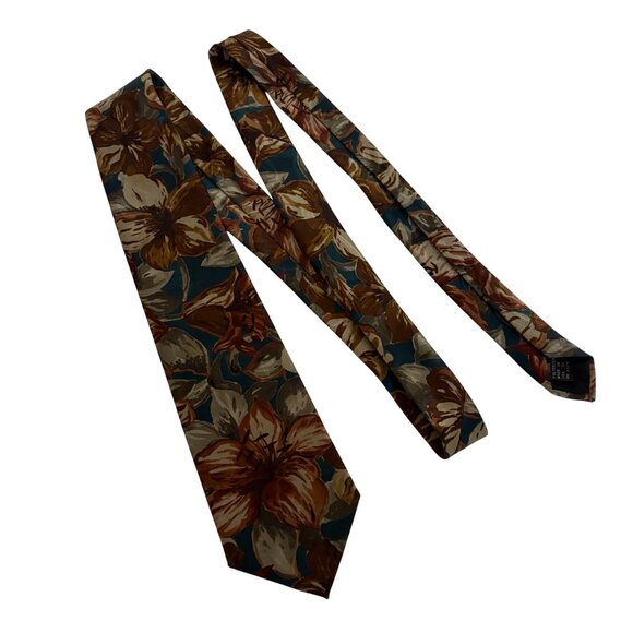 Manhattan Extra Long Floral Tie Polyester USA Mens Necktie Work Formal - Picture 2 of 8